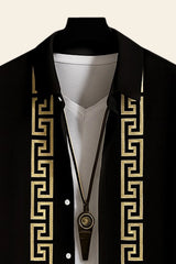 Black Border Men's Casual Half Sleeve Shirt and Full Pant Set - XPCRDF