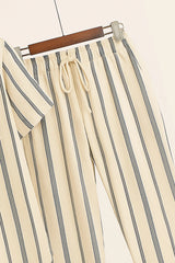 Cream Line Men's Casual Half Sleeve Shirt and Full Pant Set - XPCRDF