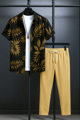 Golden Leaf Men's Casual Half Sleeve Shirt and Full Pant Set - XPCRDF