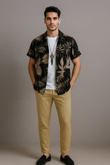 Golden Leaf Men's Casual Half Sleeve Shirt and Full Pant Set - XPCRDF