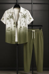 Green Shady Men's Casual Half Sleeve Shirt and Full Pant Set - XPCRDF