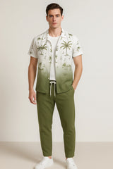 Green Shady Men's Casual Half Sleeve Shirt and Full Pant Set - XPCRDF