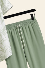 Leafy White Men's Casual Half Sleeve Shirt and Full Pant Set - XPCRDF