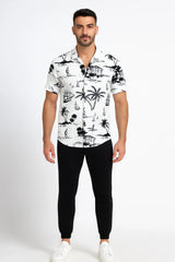 White Beach Men's Casual Half Sleeve Shirt and Full Pant Set - XPCRDF