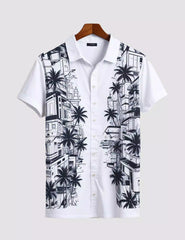White Tree City Printed Designer Men's Half Sleeves Printed Shirt Exclusive Super Sale - XPST