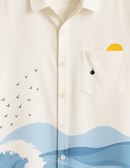Men's White Ocean Wave Coastal Vibes - Printed Half Sleeve Shirt - XPST