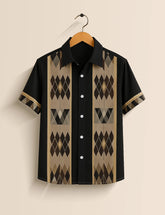 Men's Black Heritage Lines – Printed Half Sleeve Shirt - XPST