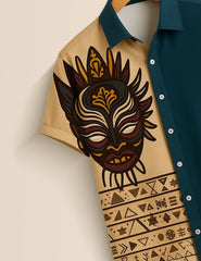 Men's Tribal Mask Graphic – Printed Half Sleeve Shirt - XPST