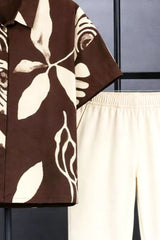 Classy Mocha Petal Men's Casual Half Sleeve Shirt and Full Pant Set - XPCRDF