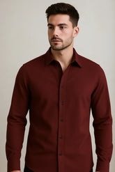 Men's Burgundy Color Premium Full Sleeve Shirt - XPST
