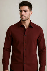 Men's Burgundy Color Premium Full Sleeve Shirt - XPST