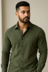 Men's Saga Green Color Premium Full Sleeve Shirt - XPST