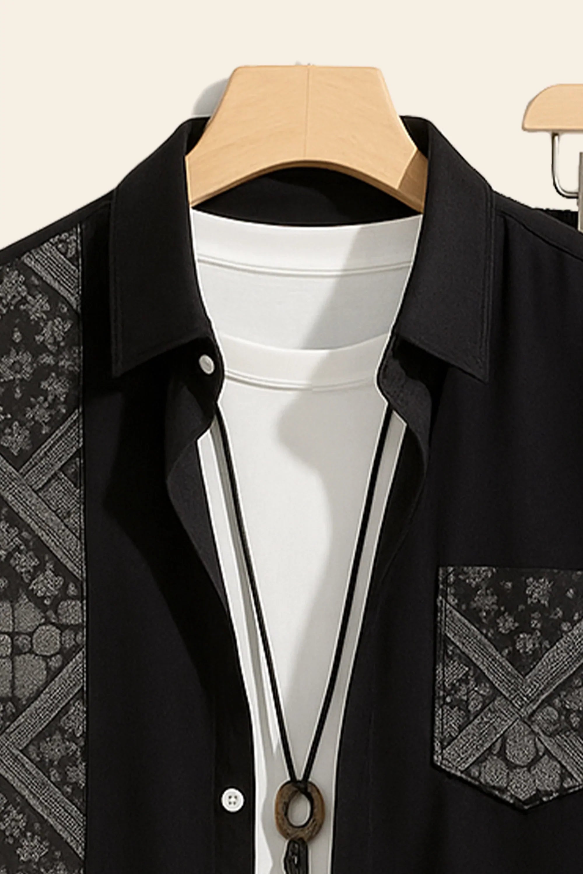 Black Design Men's Casual Half Sleeve Shirt and Full Pant Set - XPCRDF