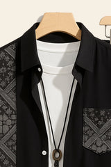 Black Design Men's Casual Half Sleeve Shirt and Full Pant Set - XPCRDF