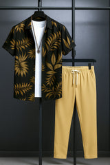Golden Leaf Men's Casual Half Sleeve Shirt and Full Pant Set - XPCRDF