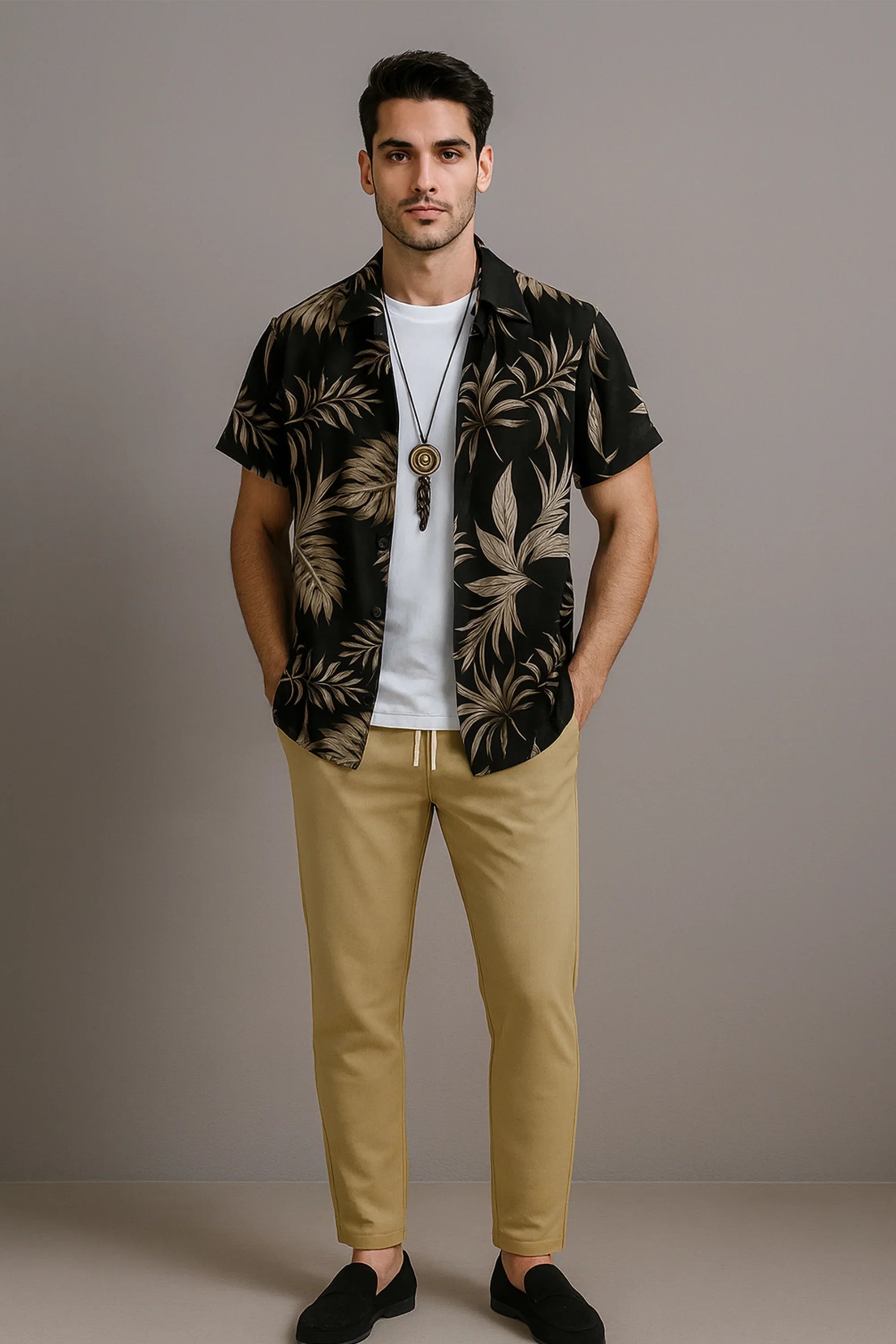 Golden Leaf Men's Casual Half Sleeve Shirt and Full Pant Set - XPCRDF