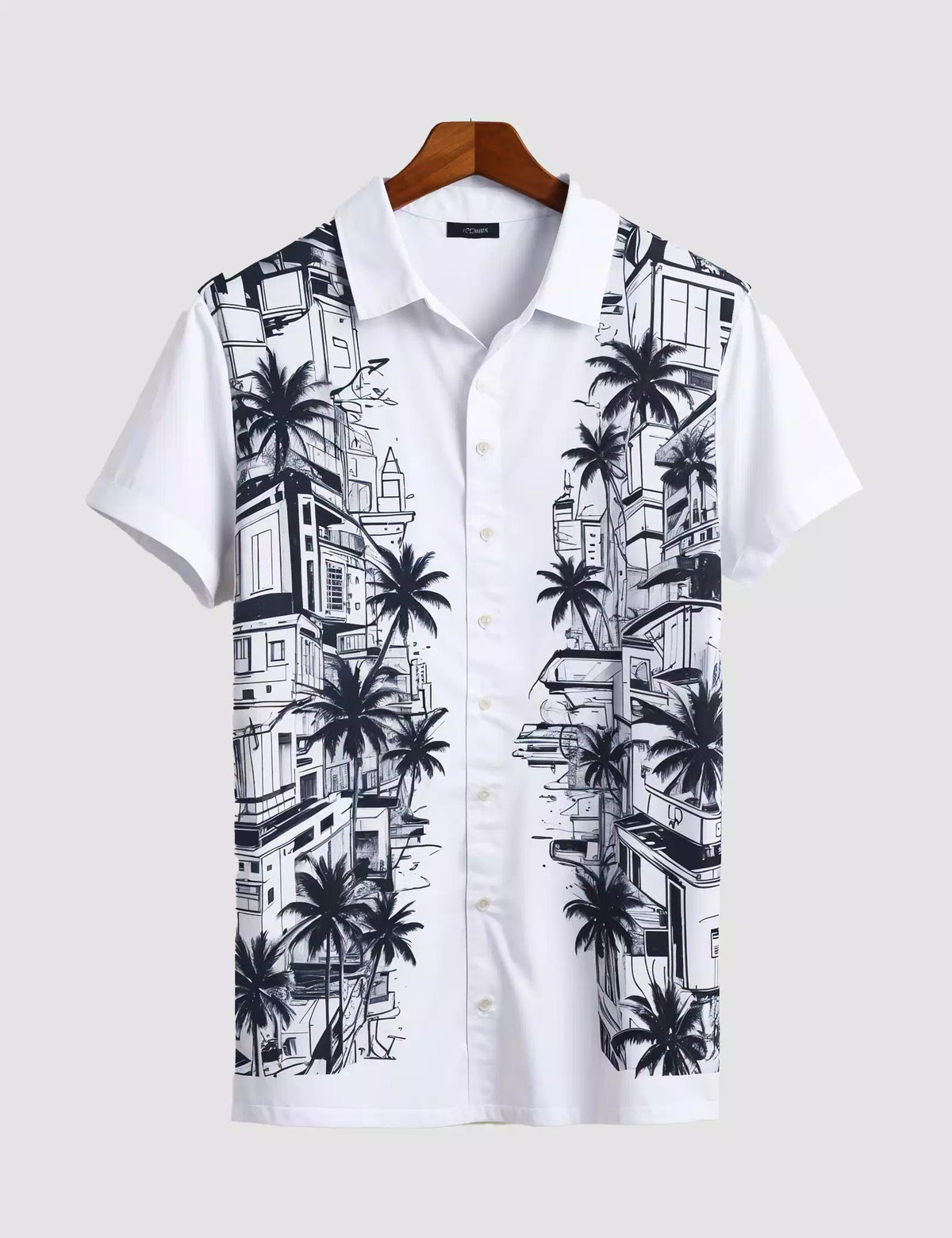 White Tree City Printed Designer Men's Half Sleeves Printed Shirt Exclusive Super Sale - XPST