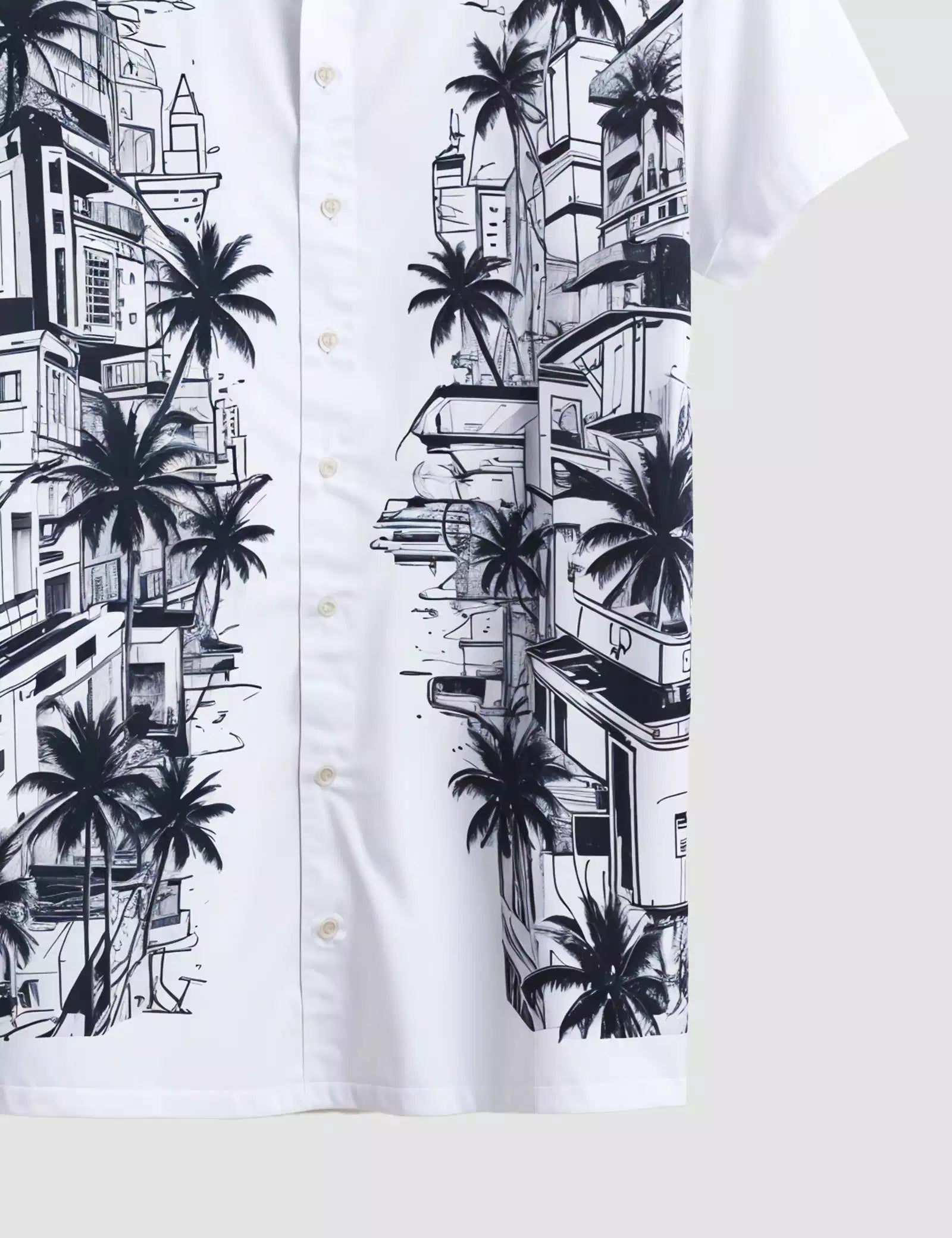 White Tree City Printed Designer Men's Half Sleeves Printed Shirt Exclusive Super Sale - XPST