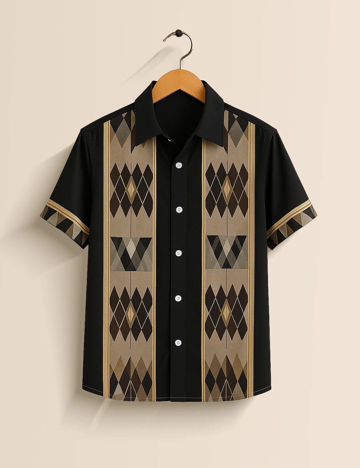 Men's Black Heritage Lines – Printed Half Sleeve Shirt - XPST