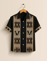 Men's Black Heritage Lines – Printed Half Sleeve Shirt - XPST