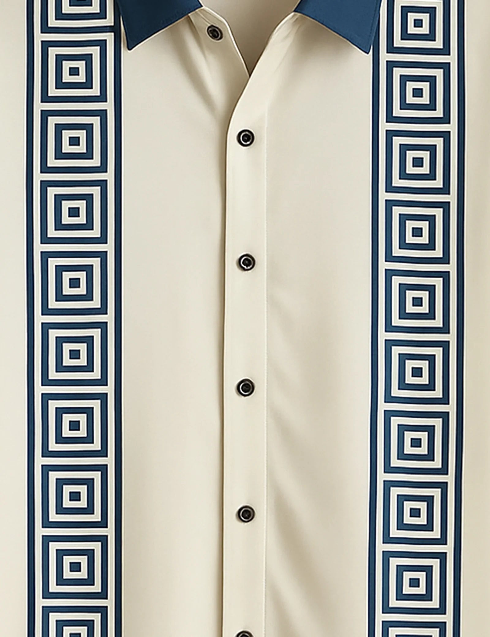 Men's Navy Geometric Stripe – Printed Half Sleeve Shirt - XPST