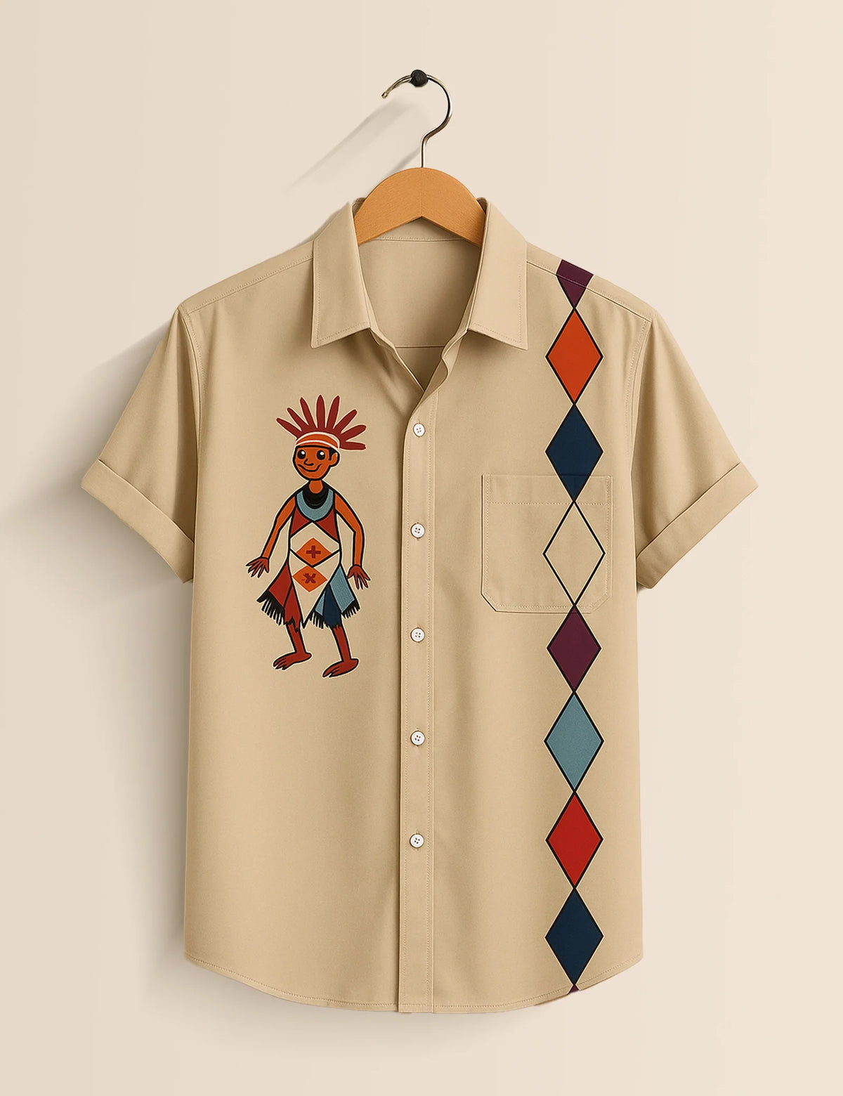 Men's Tribal Dancer Graphic – Printed Half Sleeve Shirt - XPST