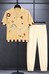 Classy Canvas Story Men's Casual Half Sleeve Shirt and Full Pant Set - XPCRDF