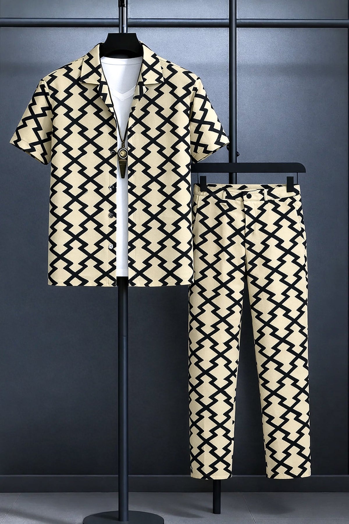 Classy Z Patten Men's Casual Half Sleeve Shirt and Full Pant Set - XPCRDF