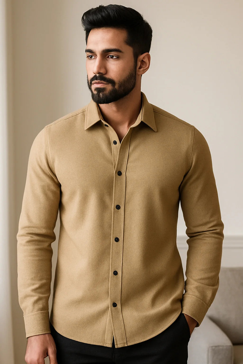 Men's Apricot Color Premium Full Sleeve Shirt - XPST