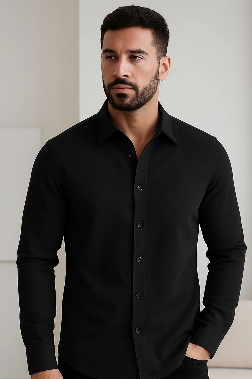 Men's Black Color Premium Full Sleeve Shirt - XPST