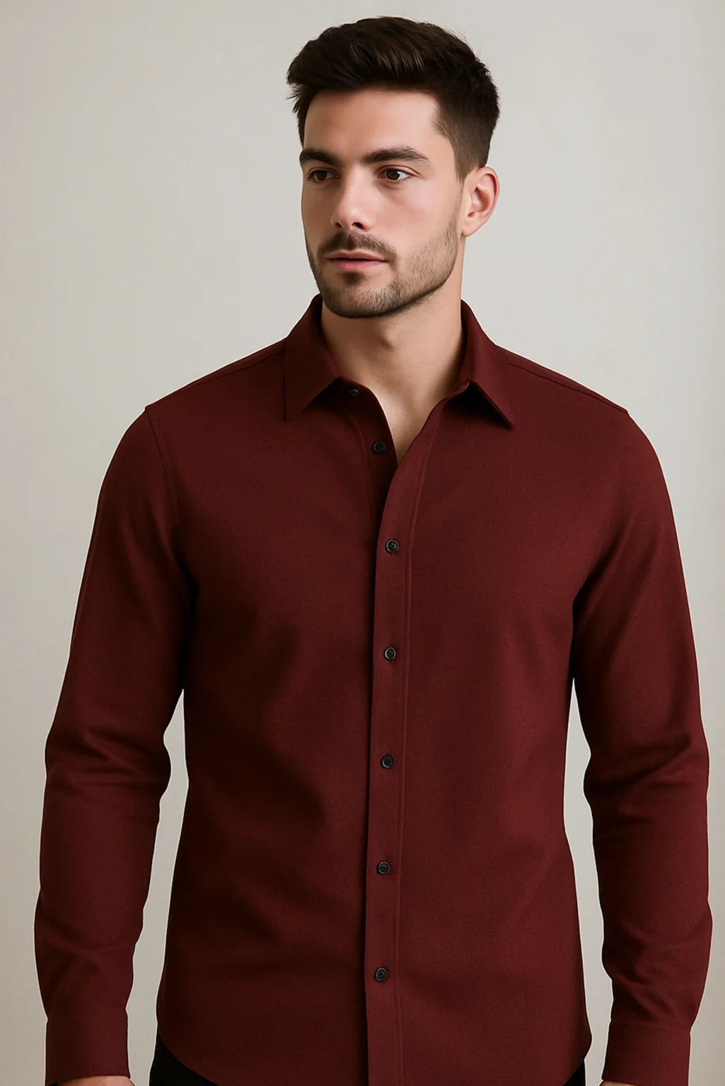 Men's Burgundy Color Premium Full Sleeve Shirt - XPST