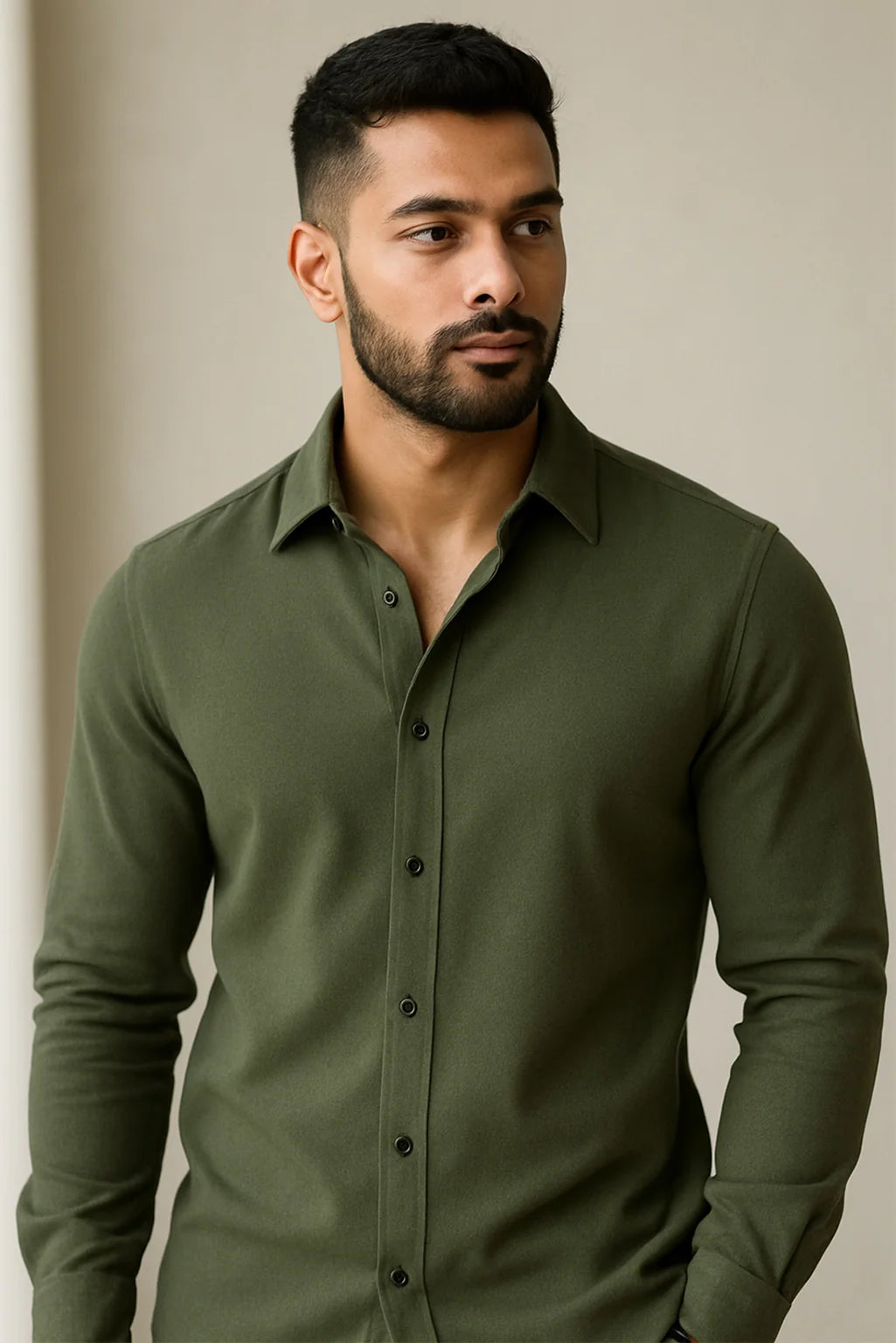 Men's Saga Green Color Premium Full Sleeve Shirt - XPST