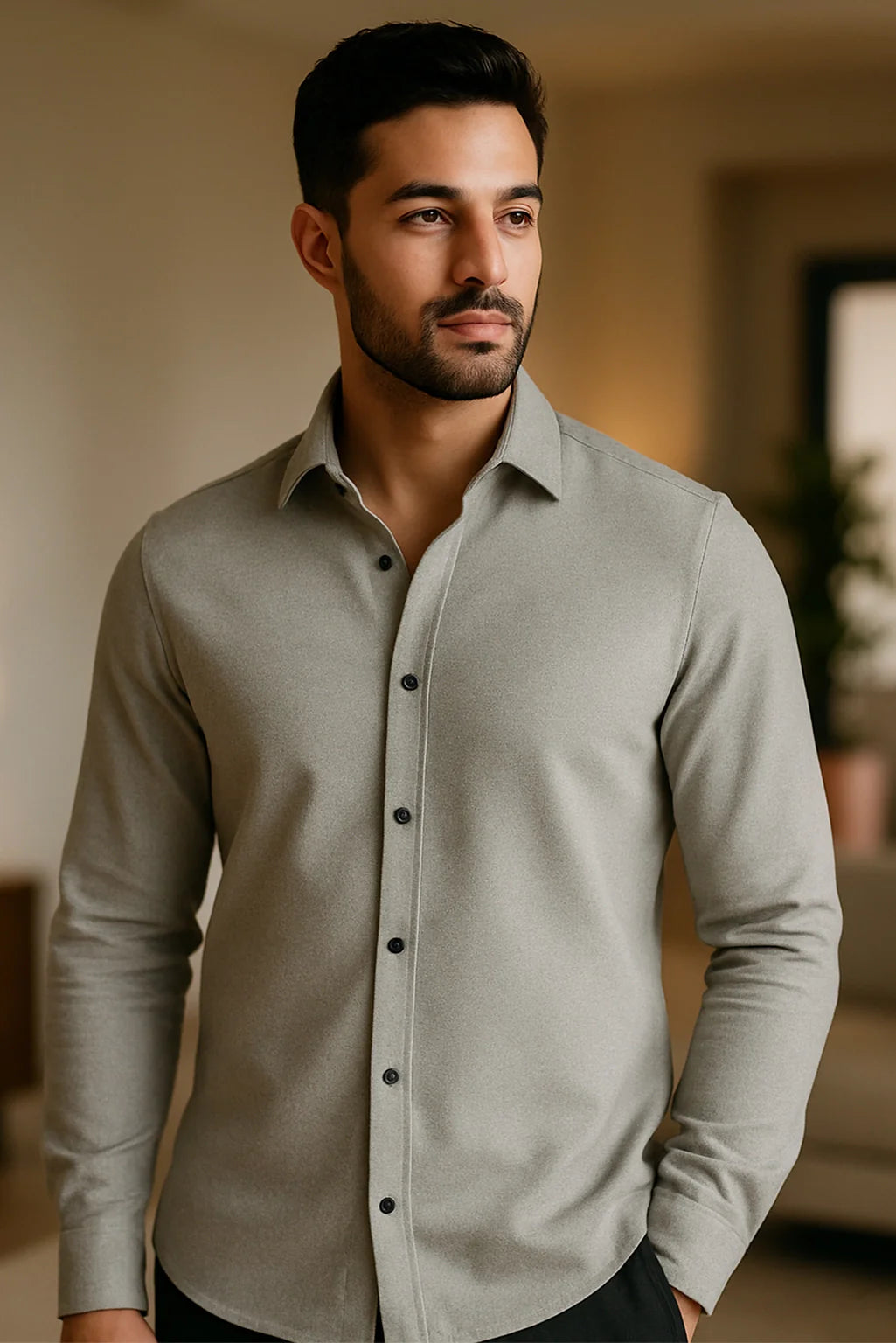 Men's Grey Color Premium Full Sleeve Shirt - XPST