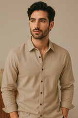 Men's Khaki Color Premium Full Sleeve Shirt - XPST