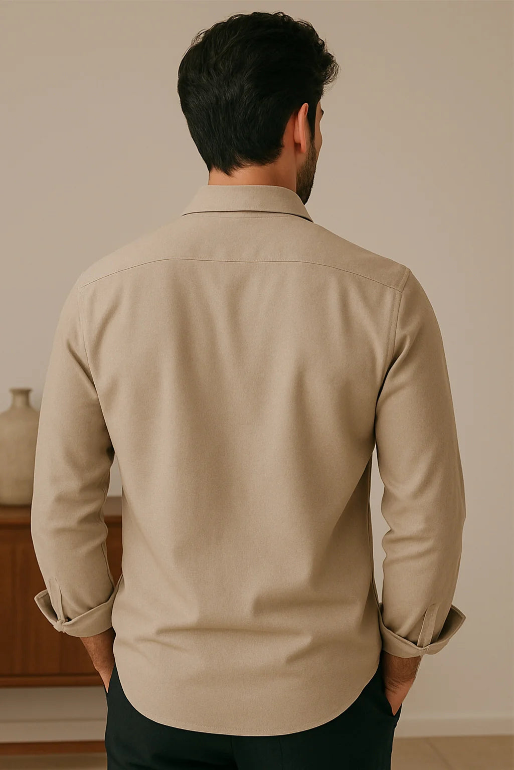 Men's Khaki Color Premium Full Sleeve Shirt - XPST